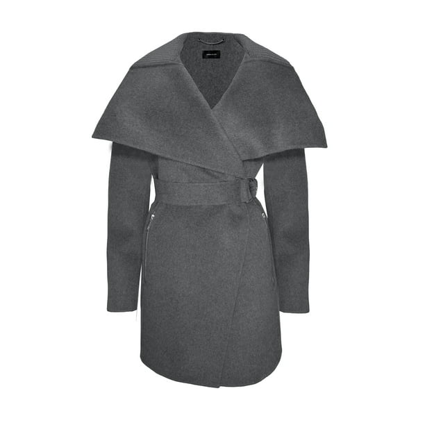 8 Karen Millen Womens Charcoal Gray Wool Wrap Coat 